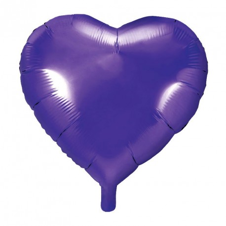 Ballon coeur métallisé Violet 45 cm