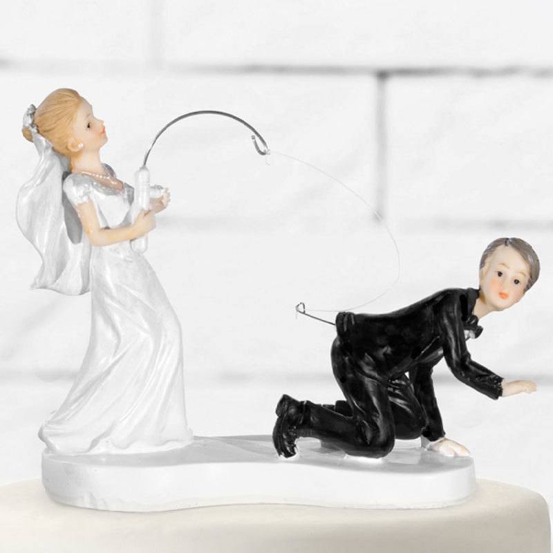 Figurine Mariage couple de marié avec canne à Pêche - Dragées Anahita