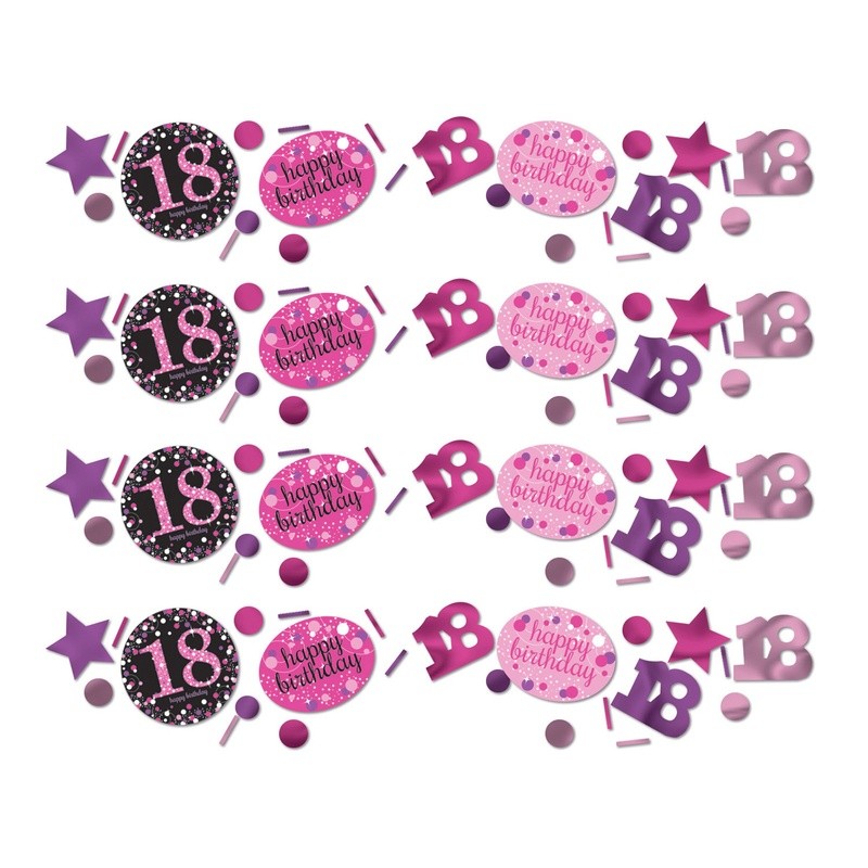 Confettis de table nombre 18 rose - Anniversaire 18 ans