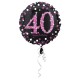 Ballon mylar Anniversaire 40 ans noir et fuchsia
