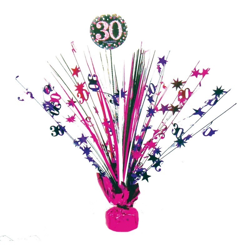 Centre de Table anniversaire 30 ans Noir et Fuchsia