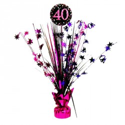 Centre de Table anniversaire 40 ans Noir et Fuchsia