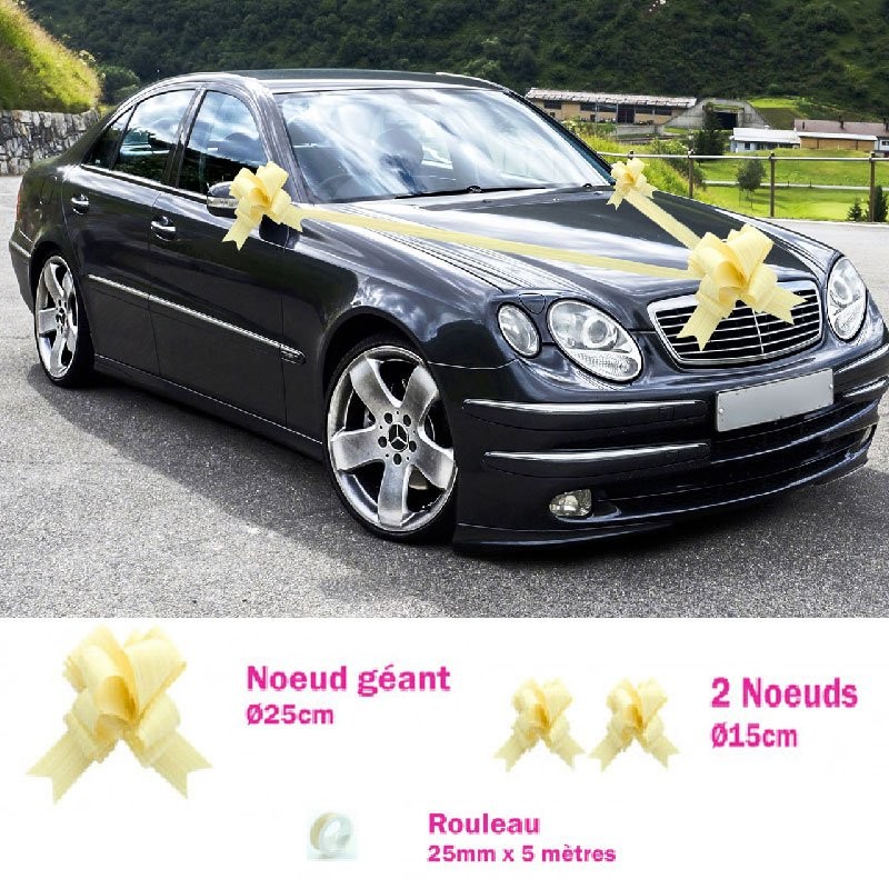 Le kit décoration pour voiture de mariage couleur ivoire - Dragées