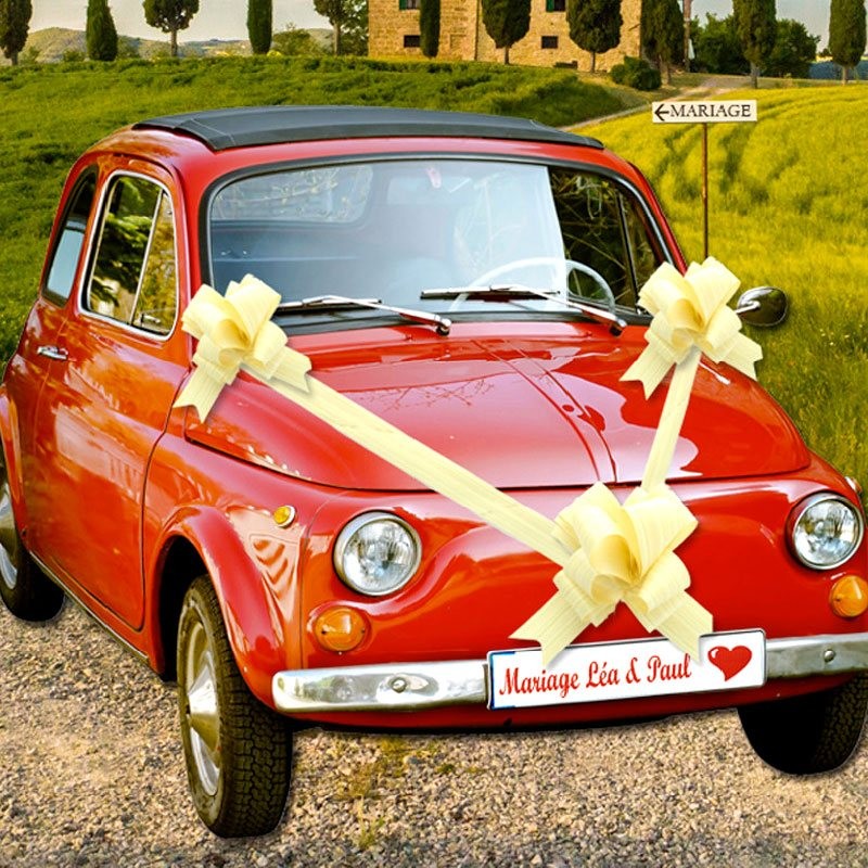 Décoration voiture mariage champêtre - Kit : Nœud en Jute – La Boite à  Dragées