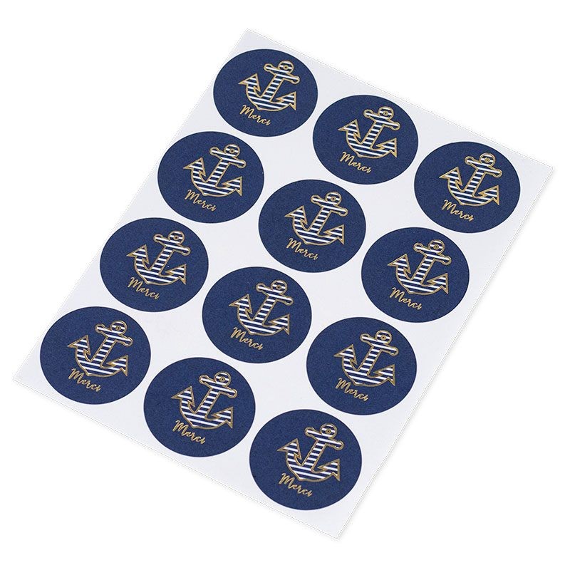24 stickers merci thème marin - Dragées Anahita