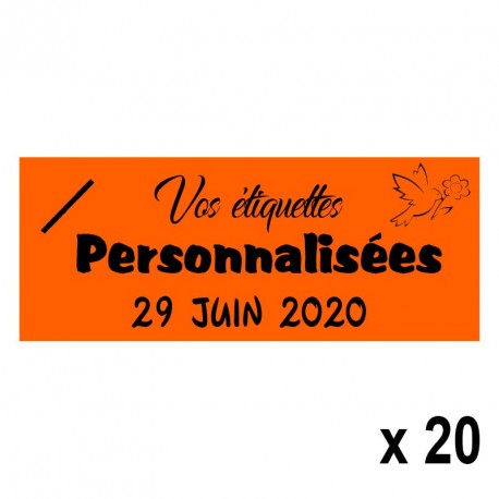 20 Etiquettes Orange personnalisables Texte et Logo