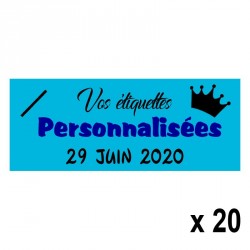 20 Etiquettes Turquoises personnalisables Texte et Logo