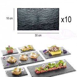 10 assiettes plateaux effet ardoise 30 x 16cm