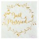 20 Serviettes Just Married Blanches et Or