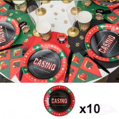 10 Assiettes thème casino