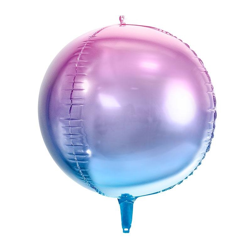Ballon rond métalisé rose,violet et bleu - Dragées Anahita