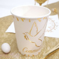 10 Gobelets communion Blanc et Or