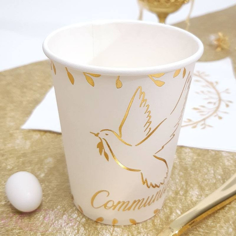 10 Gobelets communion Blanc et Or 10 Gobelets communion Blanc et Or