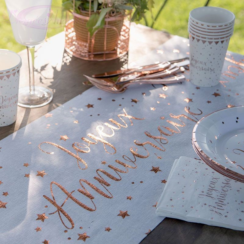 Chemin De Table Anniversaire Noir 180x35cm - Décoration De Table Joyeux Anniversaire Pour Fête, Mariage, Événements Spéciaux