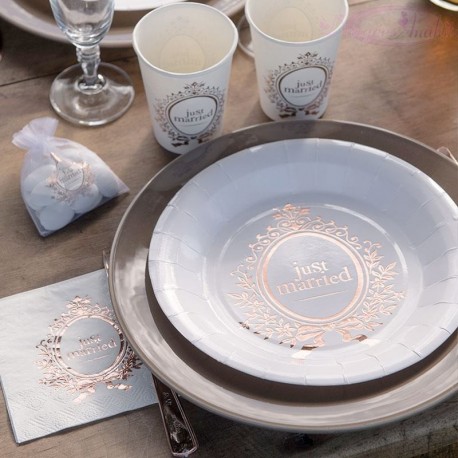 10 Assiettes Just Married rose gold 