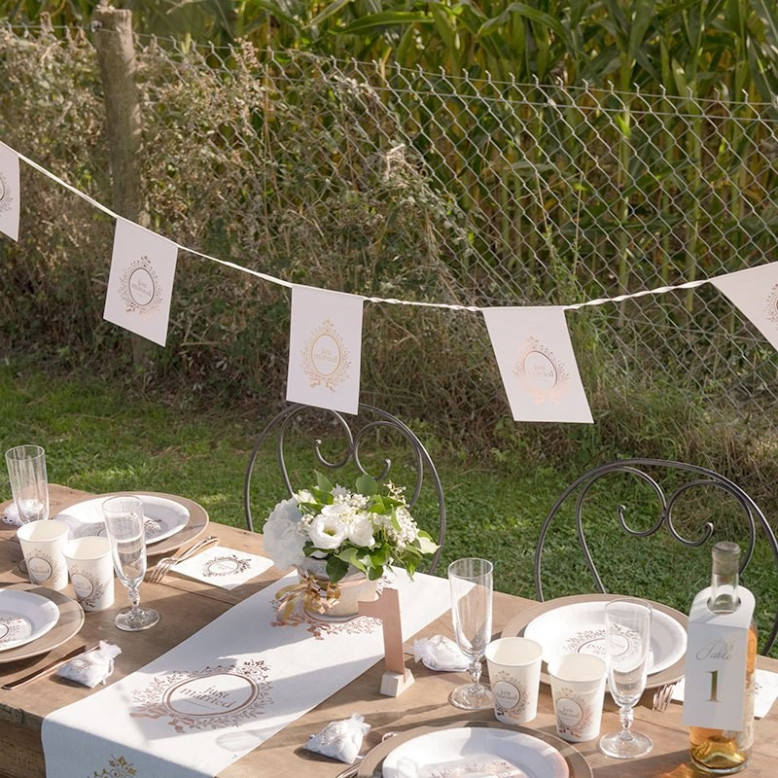Guirlande 'JUST MARRIED' Dorée à Paillettes - Banderole De Mariage Avec Anneaux, 3m, Décoration De Fête Romantique