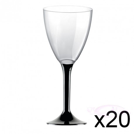 20 verres à Vin plastique Noir