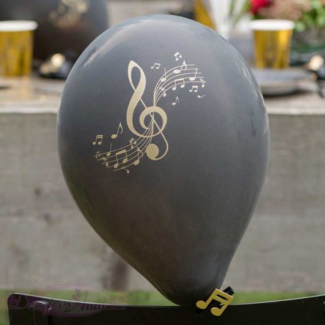 8 Ballons gonflables musique Noir et Or