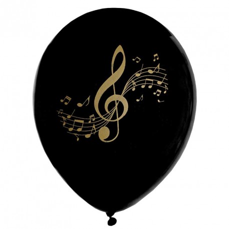8 Ballons gonflables musique Noir et Or