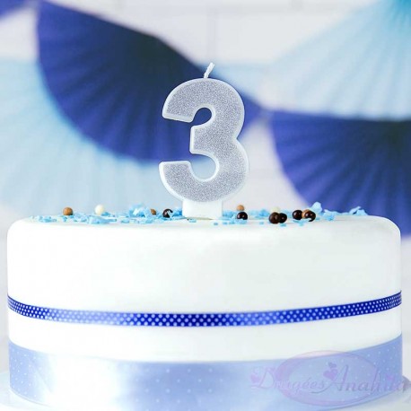 Bougie 3 ans pour gâteau d'anniversaire