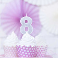 Bougie paillettes Argent chiffre 8