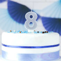 Bougie paillettes Argent chiffre 8