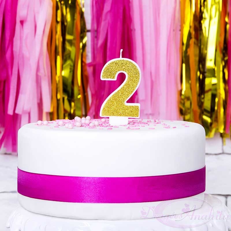 Bougie gâteau anniversaire chiffre 20 coloris rose gold sur pic