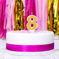 Bougie paillettes Or chiffre 8