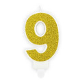 Bougie paillettes Or chiffre 9 