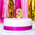Bougie paillettes Or chiffre 9