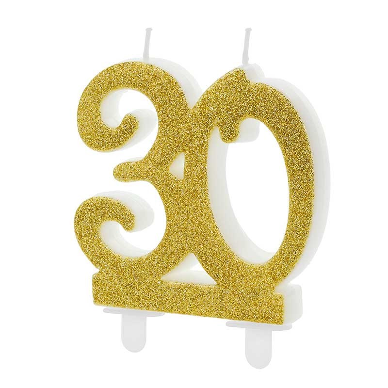 Bougie anniversaire 40 ans Or paillettes - Dragées Anahita