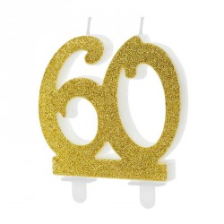 Bougie anniversaire 60 ans Or