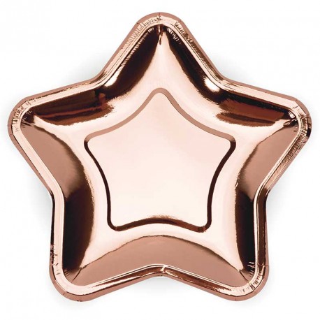Décorez vos tables d'anniversaire ou de mariage avec ces 6 assiettes rose Golde en forme d'étoile