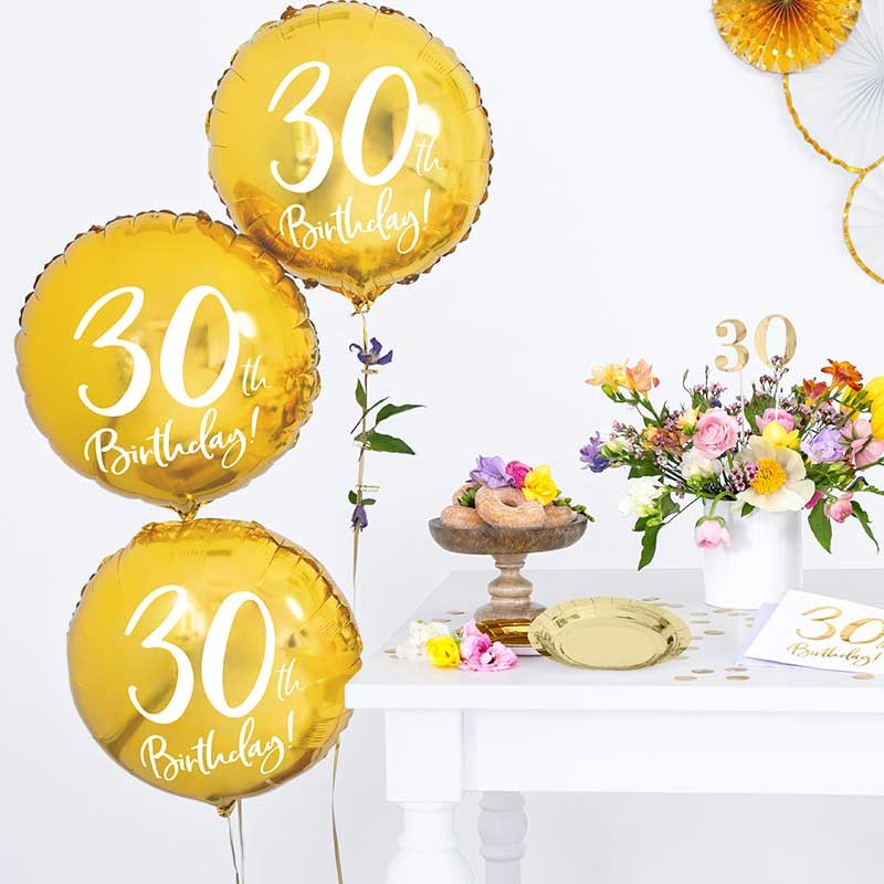 Ballon anniversaire jaune gold - 30 ans 