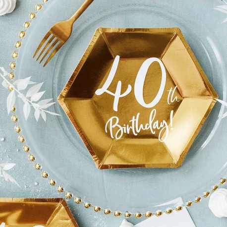 Comment bien choisir sa décoration d'anniversaire, Avec ces Assiettes Or Anniversaire 40 ans "40th Birthday"