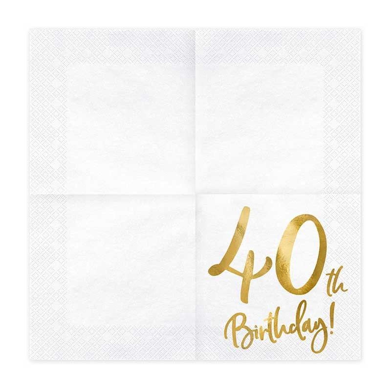 20 Serviettes en papier anniversaire 40 ans pour fêtes et anniversaires