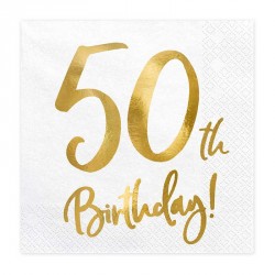 Serviettes Or Anniversaire 50 ans "50th Birthday" 