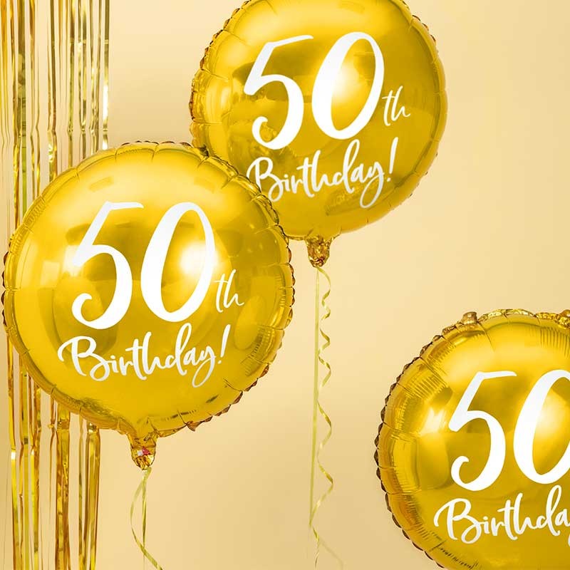 1 Kit Ballon aluminium anniversaire or 50 ANS