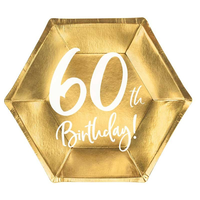 6 Assiettes Or Anniversaire 60 ans "60th Birthday" 6 Assiettes Or Anniversaire 60 ans "60th Birthday"