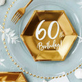 6 Assiettes Or Anniversaire 60 ans "60th Birthday"