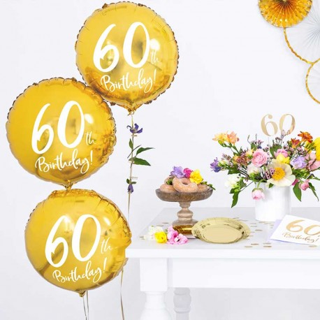 Ballon Anniversaire rond 60 ans argent : Décorations anniversaire 60 ans  sur Sparklers Club