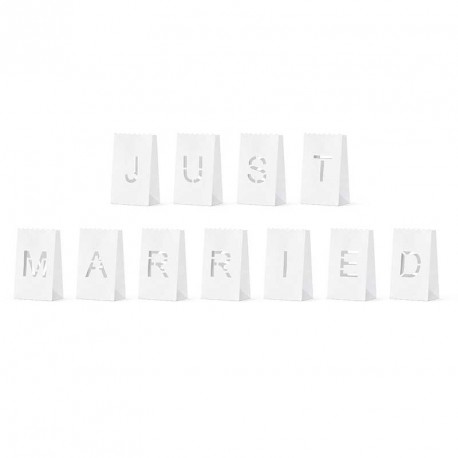 11 Lanternes Photophores "Just Married"