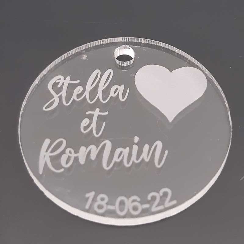 Étiquettes autocollantes rondes personnalisées,autocollant de date  personnalisé, stickers autocollant mariage personnalisé (100 Pcs,4 cm)