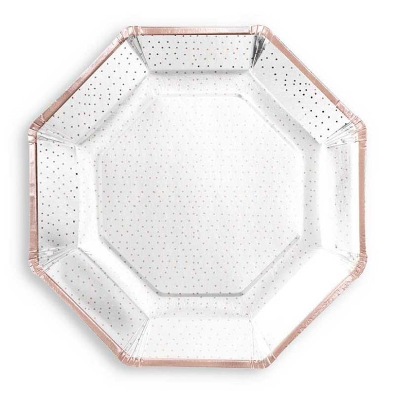 Assiette en carton rose gold pour mariage