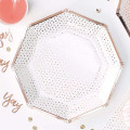 6 Assiettes à pois rose gold