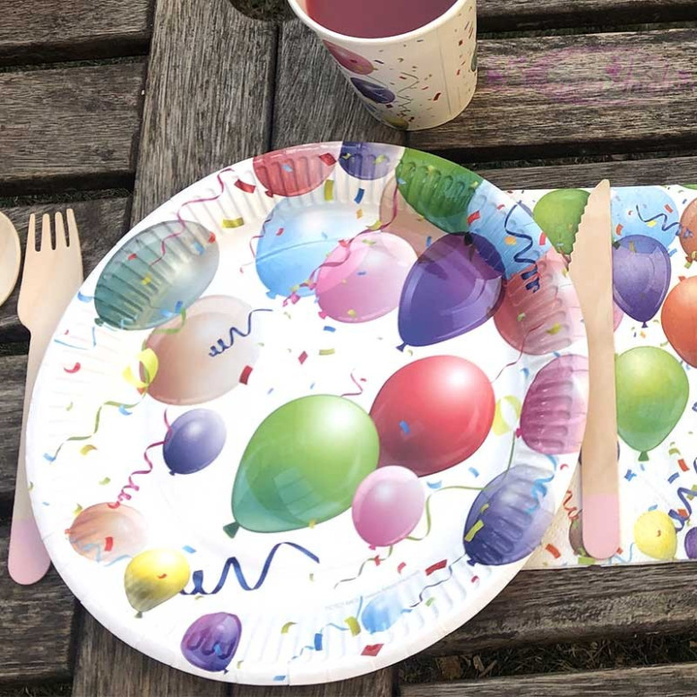 6 Assiettes anniversaire Ballons