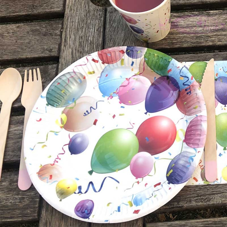 6 Assiettes anniversaire Ballons