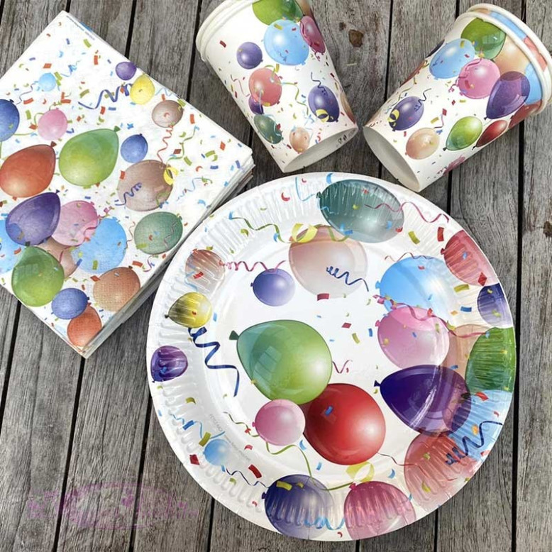6 Assiettes anniversaire Ballons