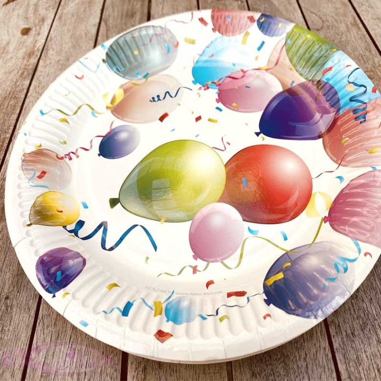 6 Assiettes anniversaire Ballons