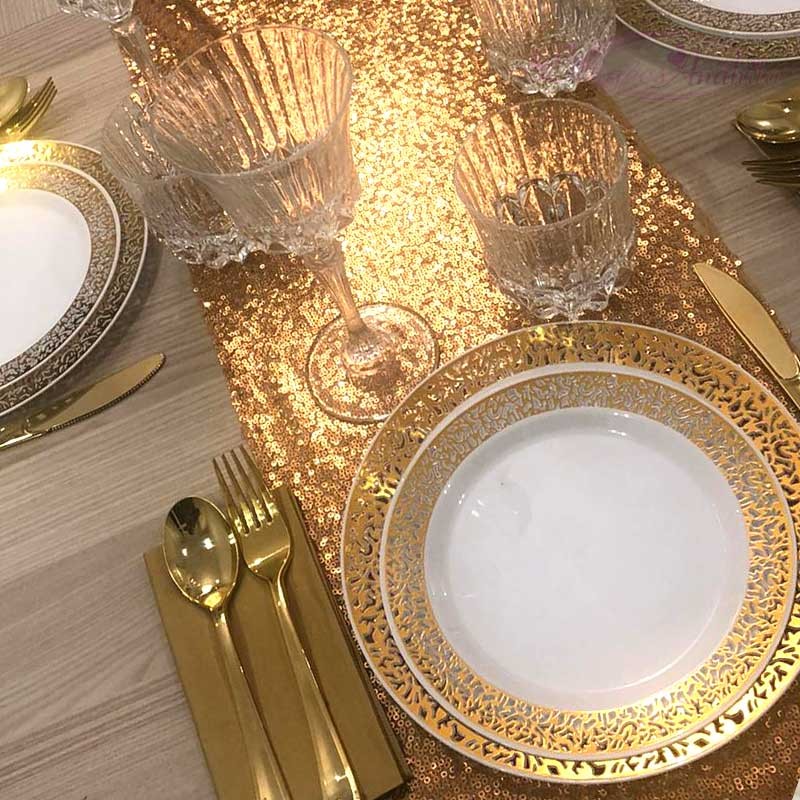 Lot de 12 assiettes de Noël réutilisables de 33 cm (doré métallisé) :  : Cuisine et Maison